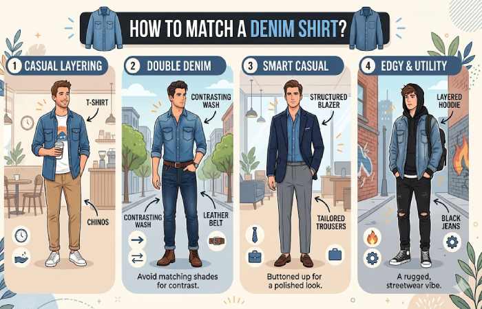 how to match a denim shirt