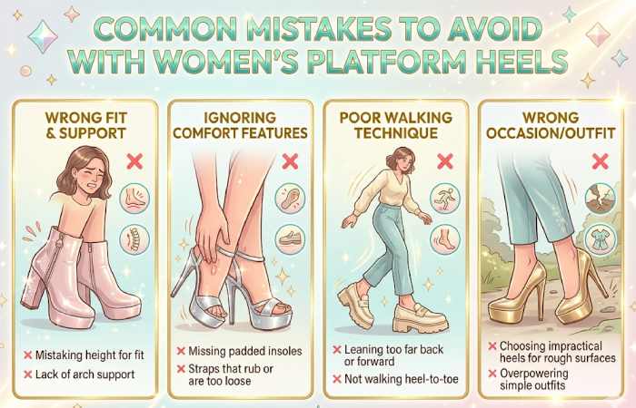 common mistakes to avoid for women's platform heels