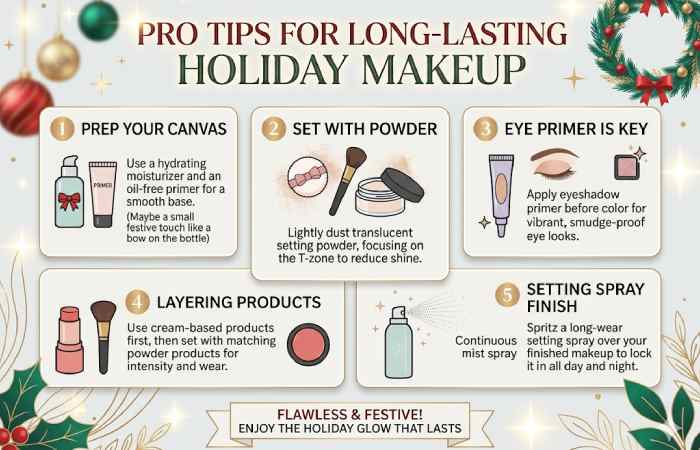 pro tips for long-lasting holiday makeup