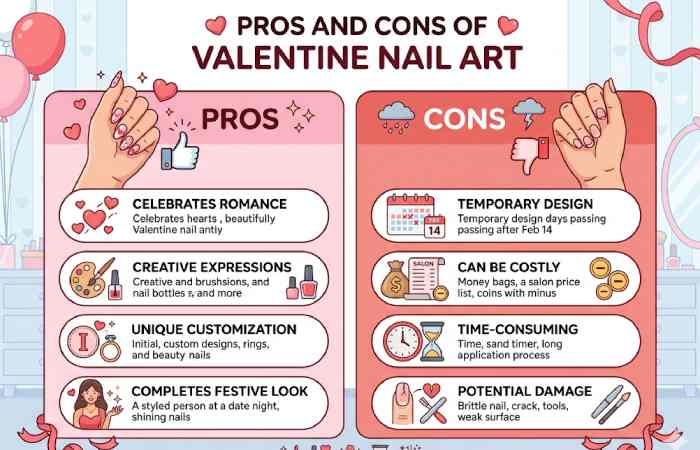 pros and cons of valentine nail art 