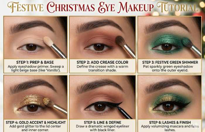 step-by-step christmas eye makeup tutorial