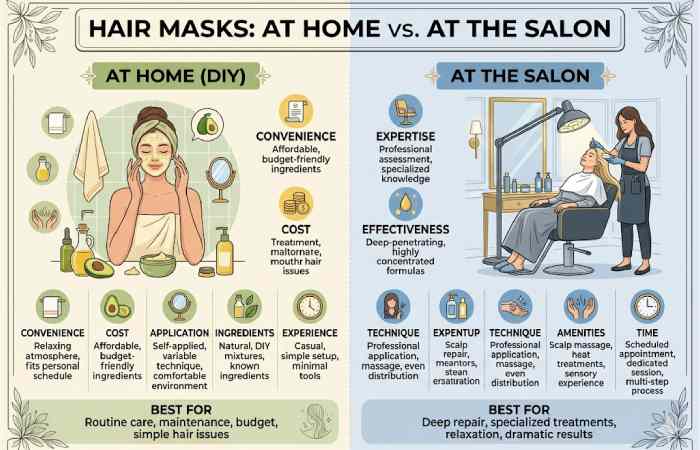 hair masks at home vs. at the salon