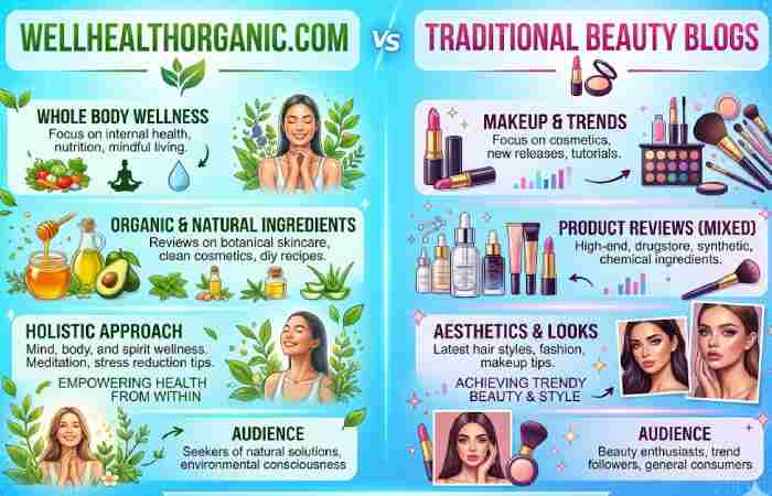 wellhealthorganic.com vs traditional beauty blogs