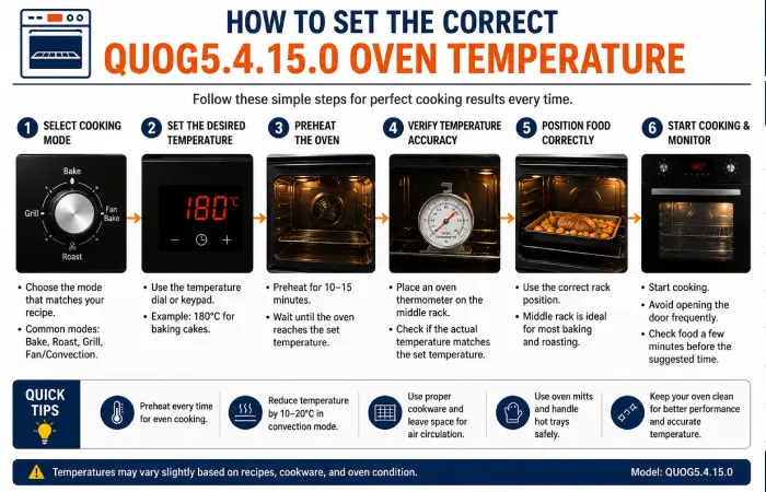 how to set the correct quog5.4.15.0 oven temperature