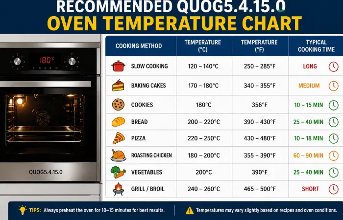 recommended quog5.4.15.0 oven temperature chart